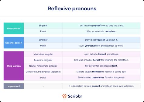 Reflexive Pronouns Examples Definition List