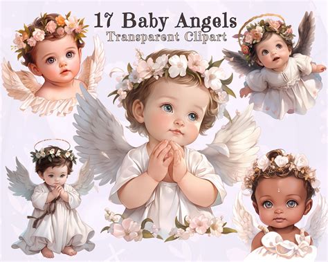 Baby Angel Clipart Bundle Cute Angelic Babies Innocent Praying