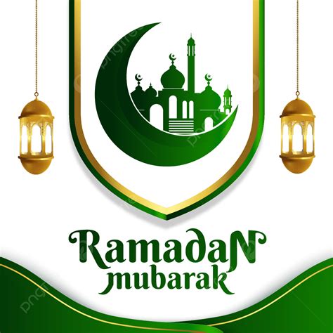 Greeting Card Of Ramadan Mubarak With Green Moon Ramadan Mubarak