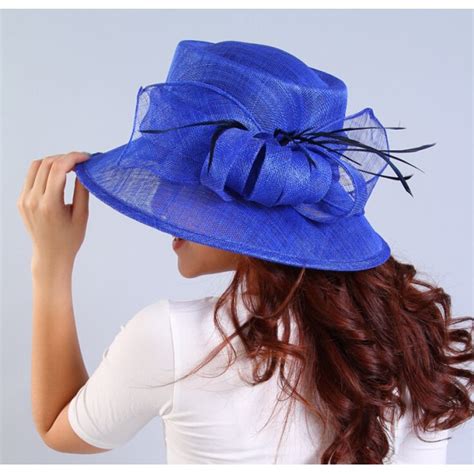 Ivory Sinamay Turquoise Fuchsia Royal Blue Fascinator Hat For Kentucky