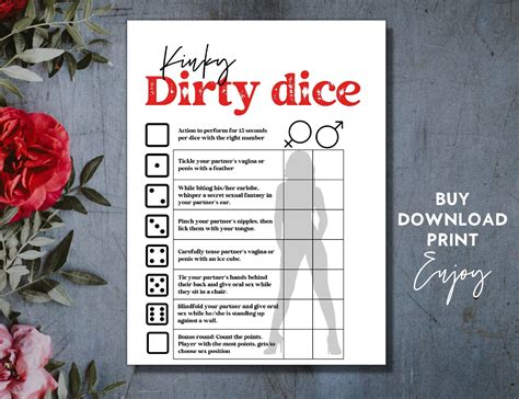 Kinky Dirty Dice Game Printable Sex Dice Naughty Dice Sexy Dice Sex