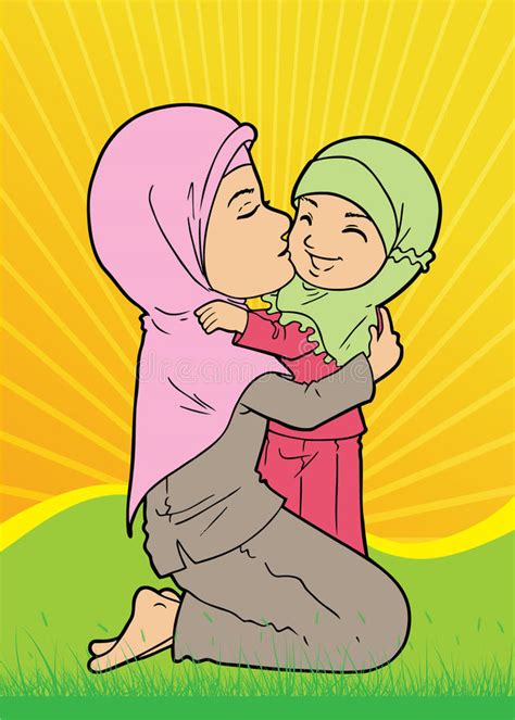 Muslim Mother And Daughter Sharing Love Stock Vector Illustration Of