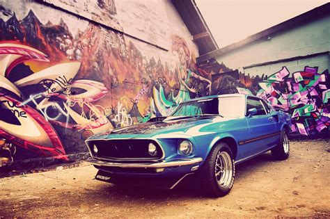 Blue Muscle Car Car Ford Mustang Hd Wallpaper Wallpaper Flare