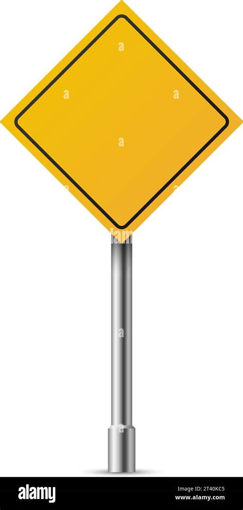 Realistic Road Sign Yellow Diamond Shape Warning Symbol Isolated On