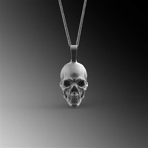 Mens Skull Pendant Silver Skull Necklace For Man Sterling Etsy