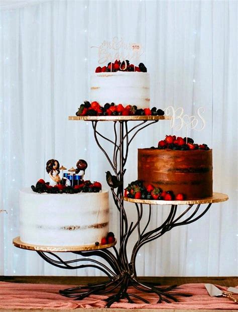 Wedding Cake Stand Three Tiered Stand Solid Tree Design Etsy Metal