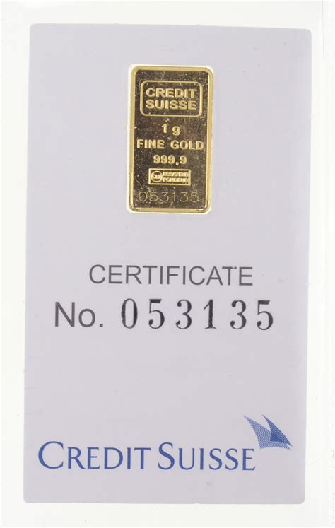 Credit Suisse 1 Gram 9999 Fine Gold Bar Property Room