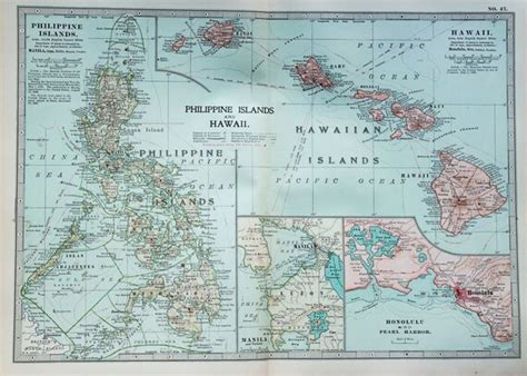 Antique Map Hawaii Philippine Islands Asia Encyclopedia
