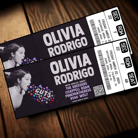Printable Olivia Rodrigo Ticket Guts World Tour Music Concert Show