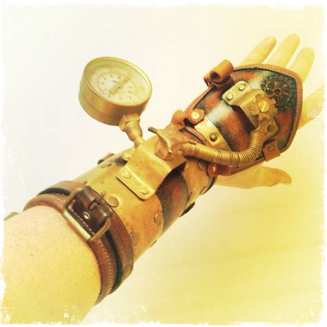 Deluxe Steampunk Armor Machina Appendit Leather Brass Cuff Etsy
