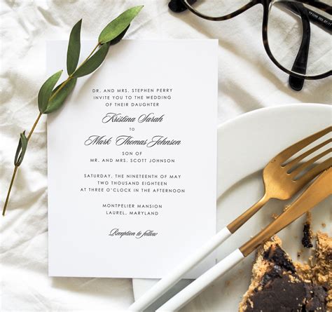 Simple Wedding Invitations Simple Invitations Printable Etsy