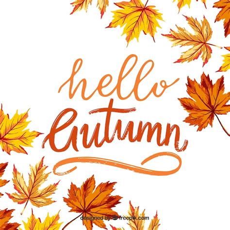 Free Vector Beautiful Hello Autumn Lettering Background