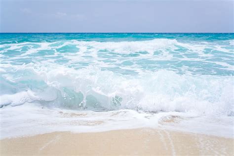 Blue Ocean Waves Sandy Beach Blue Ocean Sandy Beach Nature Coast