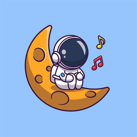 lindo astronauta escuchando música en la ilustración del icono del