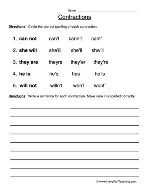 English Contractions Have Fun Teaching Contractions Activities
