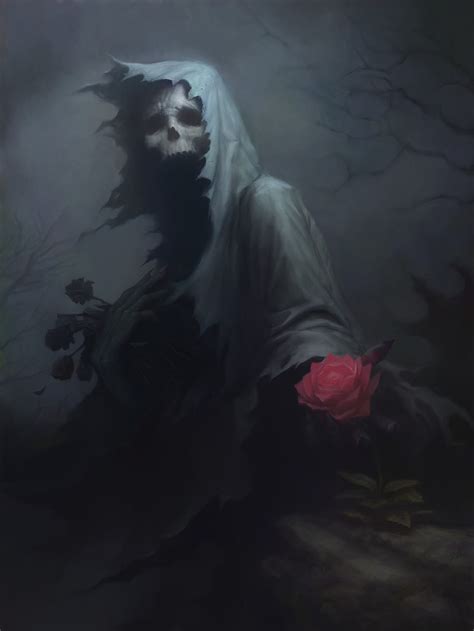 Grim Reaper Illustration Drawing Death Fantasy Art Rose Hd