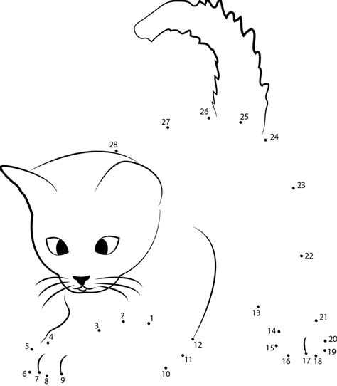 A fun activity to reinforce your children's counting and fine motor skills. connect the dots animal cat - Learning Printable