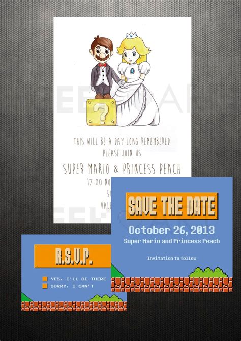 printable super mario bros wedding invitation save by geekandart super mario super mario bros
