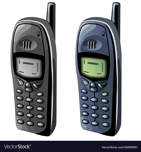 Two Old Cell Phones With Monochrome Displays Vector Image