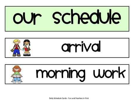Daily Schedule Cards Again Fun And Fearless In First