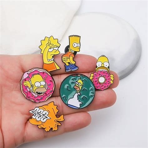12 Styles Funny Simpsons Enamel Pins Lisa Homer Jay Marge Kirk Tv Show Cartoon Character Brooch