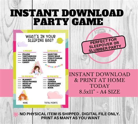 Sleepover Games Bundle Slumber Party Games Sleepover Etsy