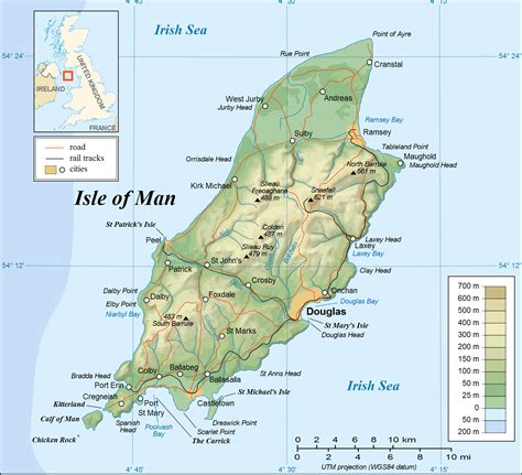 37 milepoints on the tt course. Map of Isle of Man • Mapsof.net