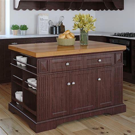 The kitchen island with butcher block top from wildon home is ideal for homes with traditional interiors. 222 Fifth Furniture Greenwich Kitchen Island with Butcher ...