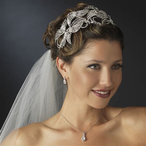 Royal Silver Clear Rhinestone Bridal Tiara Elegant Bridal Hair