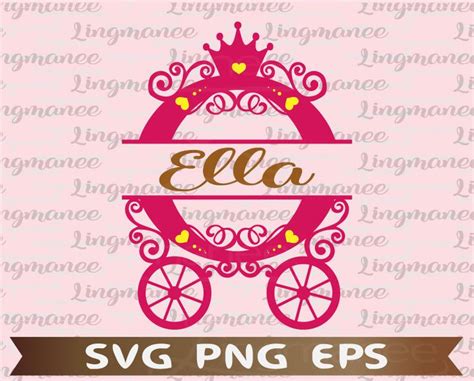 Princess Monogram Svg Princess Carriage Monogram Svg Etsy Monogram