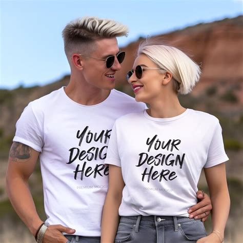 premium psd couple matching white t shirt psd mockup perfect for valentine s day