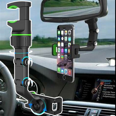 Car Phone Holder Multifunctional 360 Degree Rotatable Auto Rearview