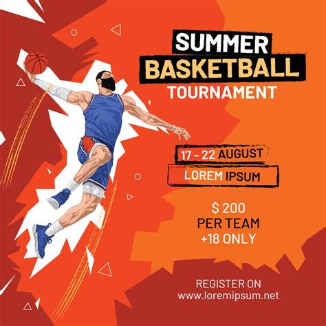Basketball Summer Tournament Flyer Design Template 4614972 Vector Art