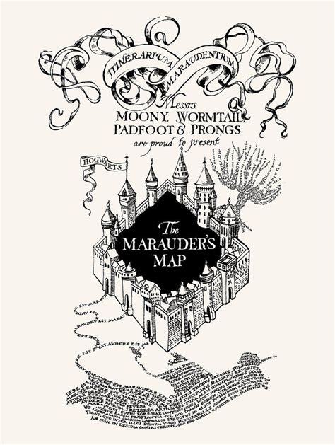 the maraauers map from harry potter's book, with an image of hogwart