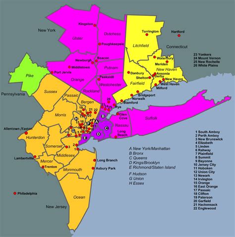 New York Metropolitan Area In Map Of New York Metro Area