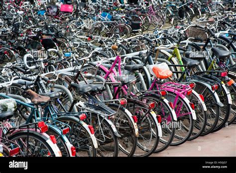 Detail Of Many Bicycles In Amsterdam Netherlands Stock Photo Alamy