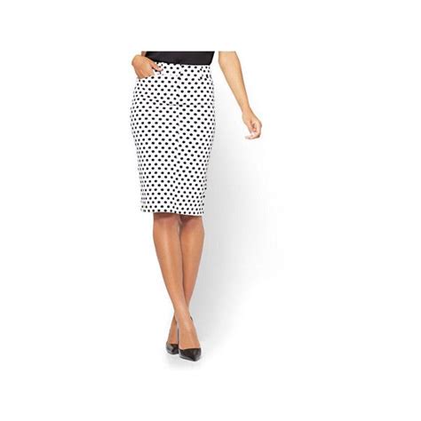 The Audrey Pencil Skirt White Polka Dot 29 Liked On Polyvore