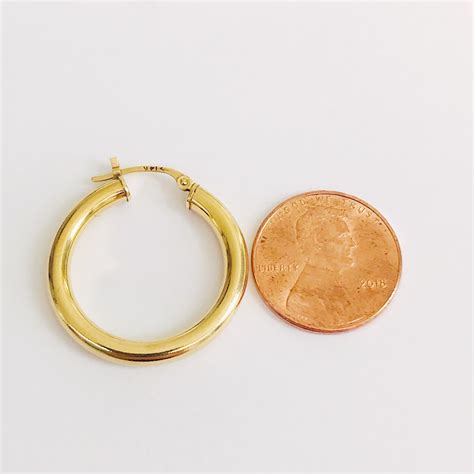 14K Gold 1 Hoop Earrings