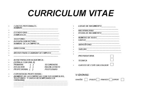 3) modelo de curriculum para la construcción. guia didactica documentacion administrativa: CURRICULUM VITAE EN BLANCO DOCUMENTACION ADMINISTRATIVA