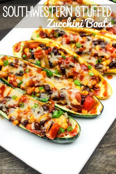 The recipe couldn't be simpler either. Southwestern Stuffed Zucchini Boats • Domestic Superhero