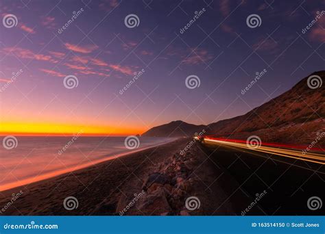 Sunset On Pacific Coast Highway Stock Photo Image Of Ocean Highlight