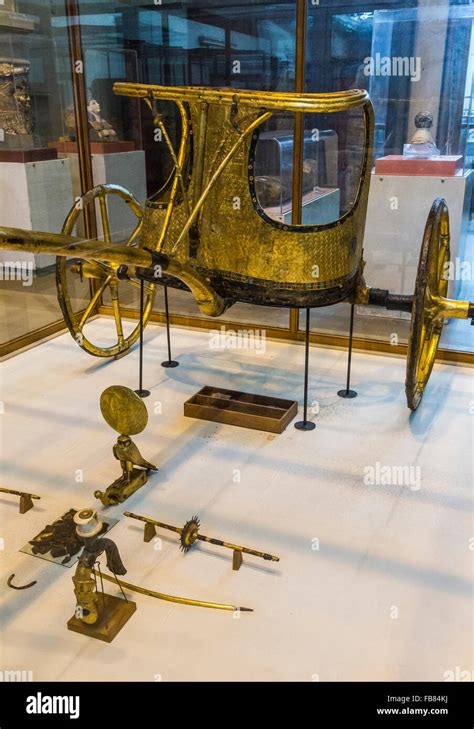 Gilded Wooden Chariot From The Tomb Of Tutankhamun At The Egyptian