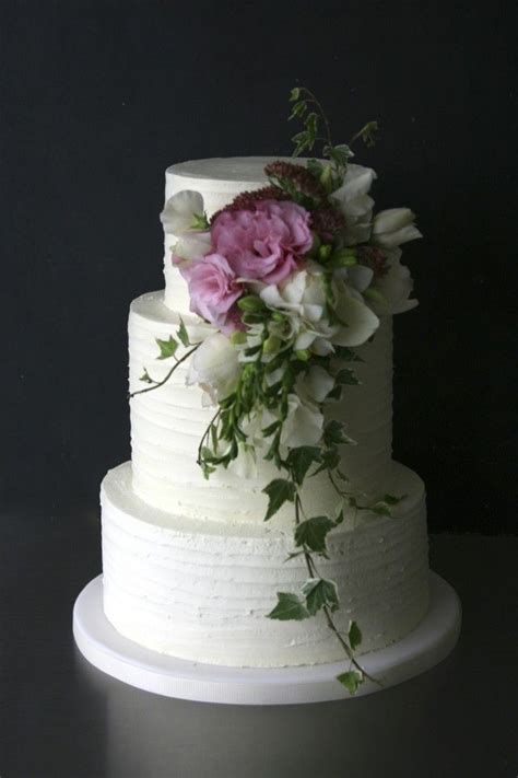 Nicely Done Three Tier Rustic Buttercream Wedding Cake