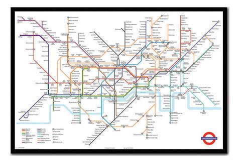 Framed Transport For London Underground Tube Map Poster New Ebay