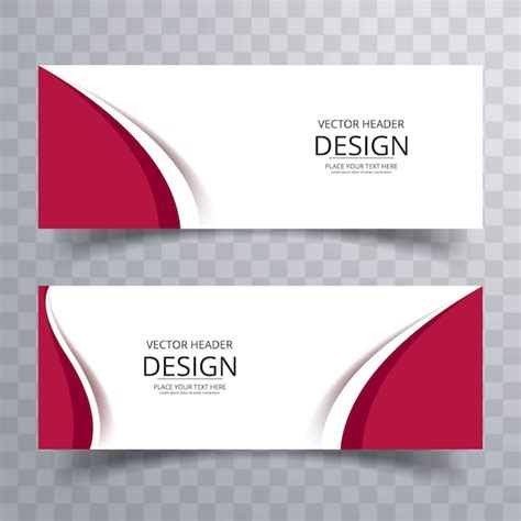 Red Wavy Banners Vector Free Download