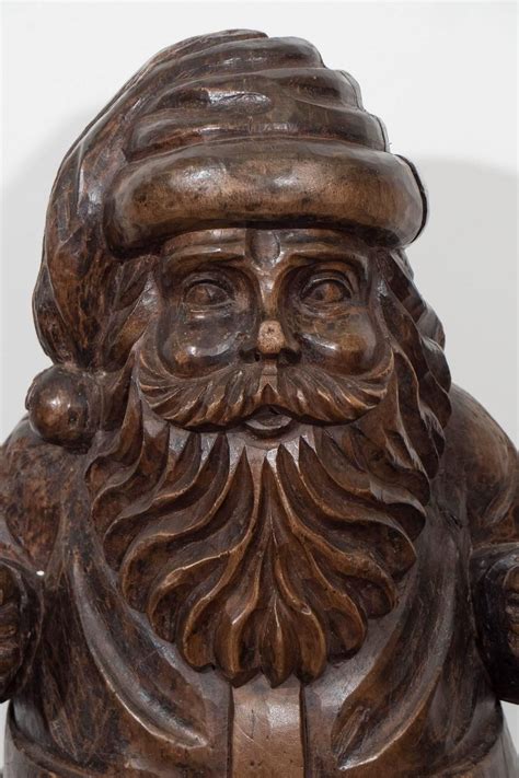 Early 20th Century Carved Santa Claus Figure In Solid Wood From A
