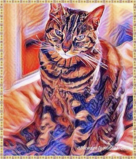 Athena Cat Goddess Wise Kitty Caturdayart Psychedelic Luna Cat