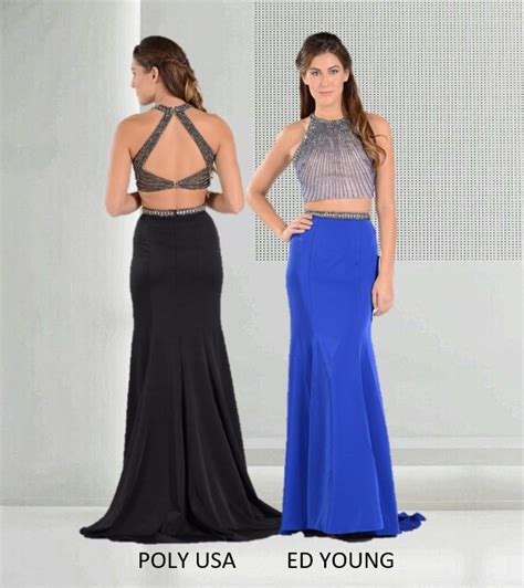 Poly Usa Style 7964 Stunning Two Piece Prom Dress With Beaded Top