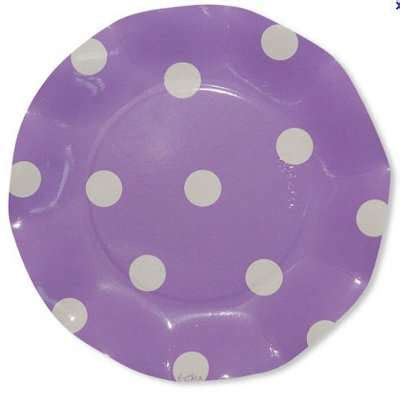Assiettes jetables lilas à pois 21 cm Vaisselle jetable imprimée