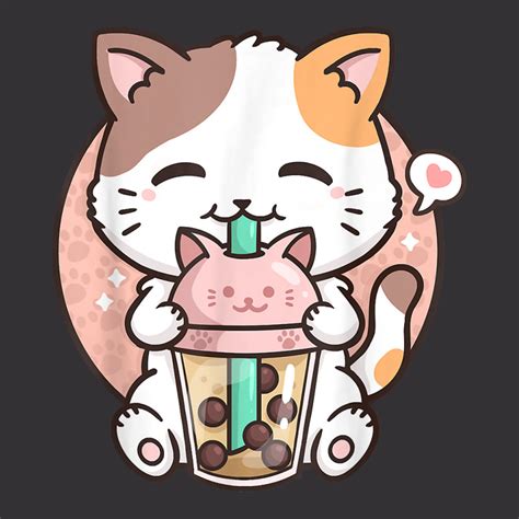 Custom Boba Tea Cat Bubble Tea Cat Milk Tea Kawaii Anime Cat T Shirt